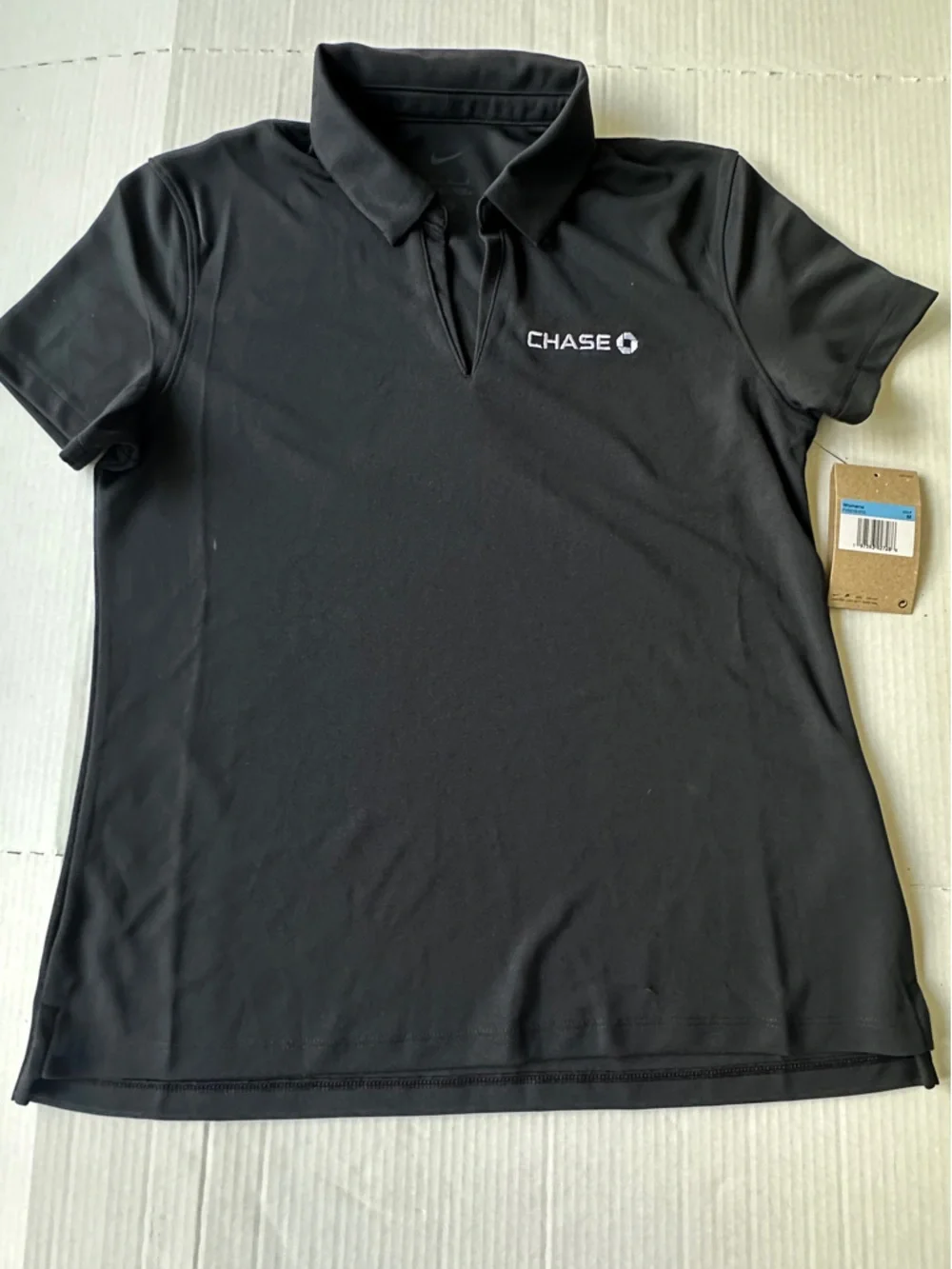 NWT Nike Golf Womens Small Polo Shirt V-Neck Chase logo FV5510-010 Blk Black
